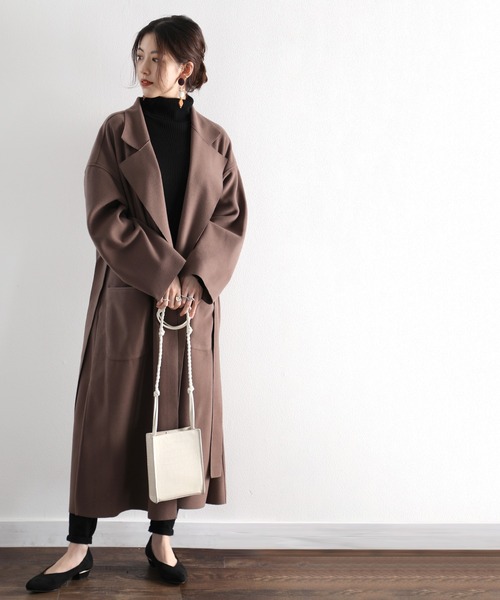 classicalelf(クラシカルエルフ)の「上品さを格上げ。ベルト付テーラードチェスターコート(チェスターコート・レディース・ブラック/ブラウン/グレー/アイボリー/キャメル/ブルー/ベージュ・MEDIUM/LARGE/X-LARGE/SMALL)」の21枚目の写真