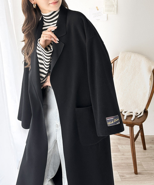 classicalelf(クラシカルエルフ)の「上品さを格上げ。ベルト付テーラードチェスターコート(チェスターコート・レディース・ブラック/ブラウン/グレー/アイボリー/キャメル/ブルー/ベージュ・MEDIUM/LARGE/X-LARGE/SMALL)」の8枚目の写真