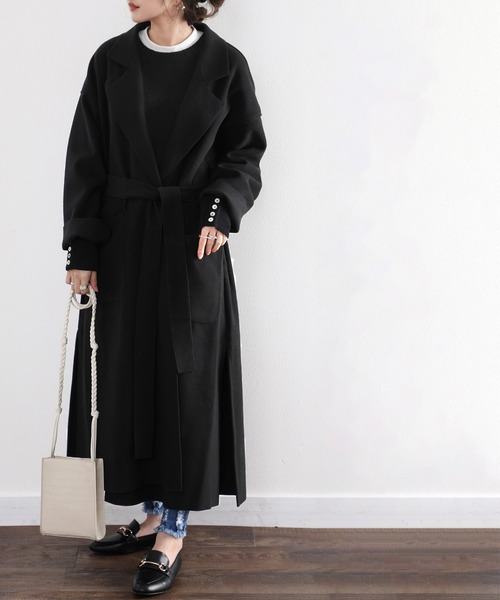 セール】上品さを格上げ。ベルト付テーラードチェスターコート