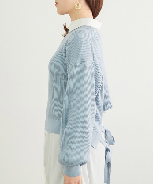 ROPE' PICNIC（ロペピクニック）の「【一部店舗限定】バックリボンニットプルオーバー（ニット/セーター・レディース・ブラック/ベージュ/サックスブルー・38/40）」の4枚目の写真