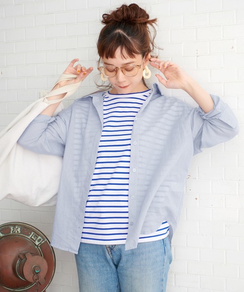 coca(coca)(コカ)の「\新色登場/シアー素材シャツブラウス(シャツ/ブラウス・レディース・ピンク/ホワイト/ブラック/パープル/ブラウン/ダークブルー/レッド/グレー/カーキ・ONE SIZE/M/L)」の9枚目の写真