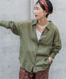 \新色登場/シアー素材シャツブラウス