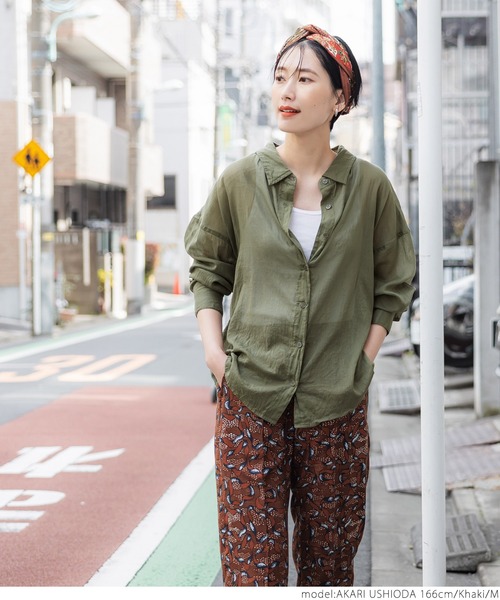 coca(coca)(コカ)の「\新色登場/シアー素材シャツブラウス(シャツ/ブラウス・レディース・ピンク/ホワイト/ブラック/パープル/ブラウン/ダークブルー/レッド/グレー/カーキ・ONE SIZE/M/L)」の15枚目の写真