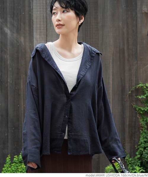 coca(coca)(コカ)の「\新色登場/シアー素材シャツブラウス(シャツ/ブラウス・レディース・ピンク/ホワイト/ブラック/パープル/ブラウン/ダークブルー/レッド/グレー/カーキ・ONE SIZE/M/L)」の12枚目の写真