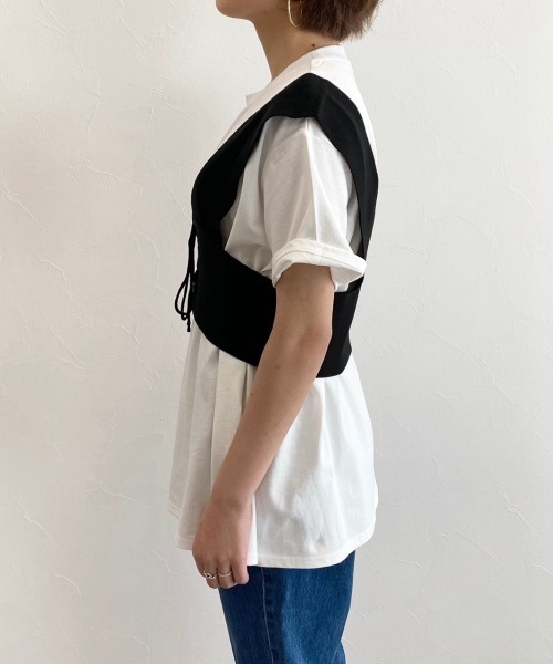 PAGEBOY（ページボーイ）の「2WAYレースアップビスチェ（ベスト・レディース・ブラック/ダークブラウン/グレイッシュベージュ・FREE）」の14枚目の写真