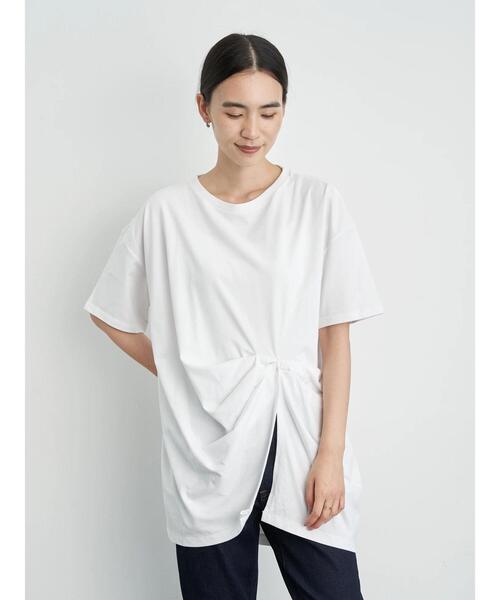 AMERICAN HOLIC(アメリカンホリック)の「フロントねじりカットプルオーバー *(Tシャツ/カットソー・レディース・ブラック/ブラウン/オフホワイト/ライトベージュ・M/L)」の1枚目の写真