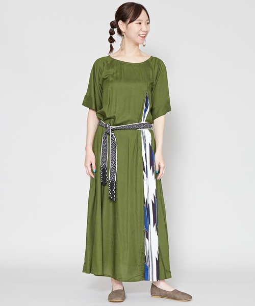 ネイティブ柄ロングワンピース ワンピース チャイハネ チャイハネ のファッション ワンピース ドレス ワンピース チャイハネ