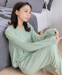Dita | 一度着たらくせになる。ゆるてろカチオン素材トップス＆リブパンツ上下セットルームウェア パジャマ(ルームウェア/パジャマ)