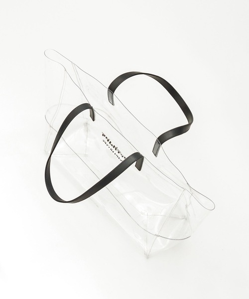 ADAM PATEK(アダムパテック)の「ADAM PATEK / 【 BVOROUGH 】CLEAR LEATHER HANDLE PVC TOTE ( AMPK-B056 )(トートバッグ・メンズ・ホワイト/ブラック・ONESIZE)」の4枚目の写真