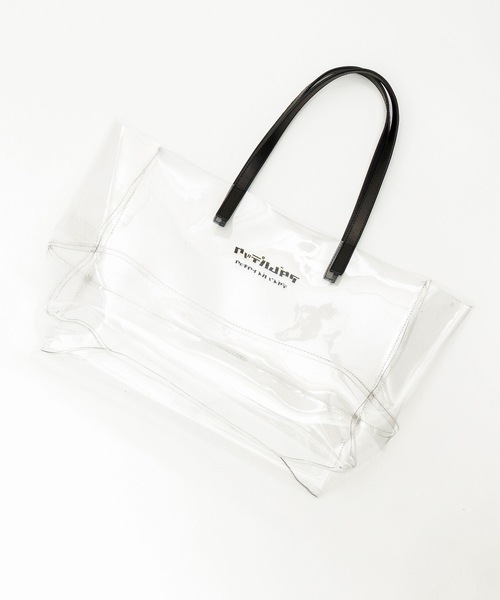 ADAM PATEK(アダムパテック)の「ADAM PATEK / 【 BVOROUGH 】CLEAR LEATHER HANDLE PVC TOTE ( AMPK-B056 )(トートバッグ・メンズ・ホワイト/ブラック・ONESIZE)」の5枚目の写真