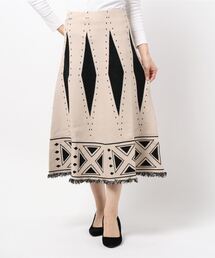 prose verse | 【手洗い可】パネル幾何柄フリンジニットスカート(スカート)