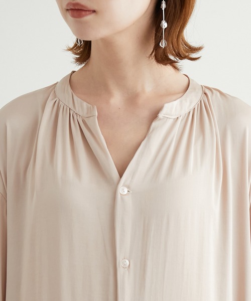 ROPE' PICNIC（ロペピクニック）の「ローウエスト切替サテンシャツワンピース（シャツワンピース・レディース・グレー系その他/ベージュ/サックスブルー・38）」の13枚目の写真