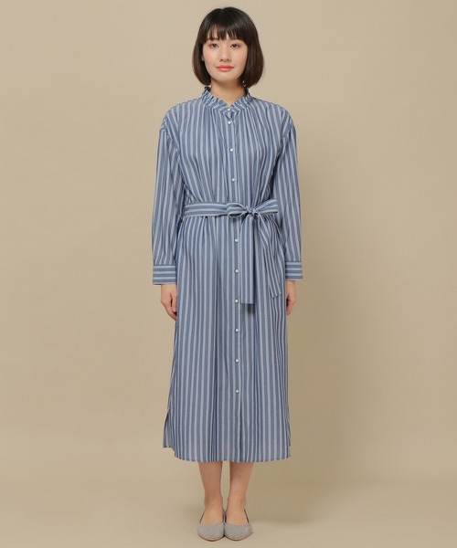ikka（イッカ）の「カバーリングバンドカラーストライプワンピース（ワンピース・レディース・ネイビー/オフホワイト/ブルー・M）」の7枚目の写真