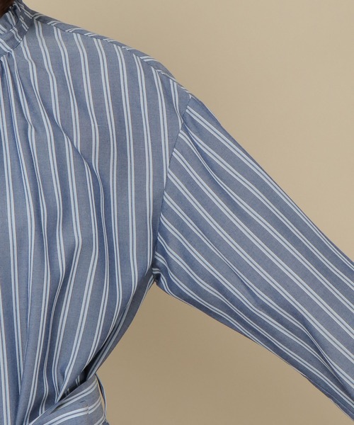 セール】カバーリングバンドカラーストライプワンピース（ワンピース