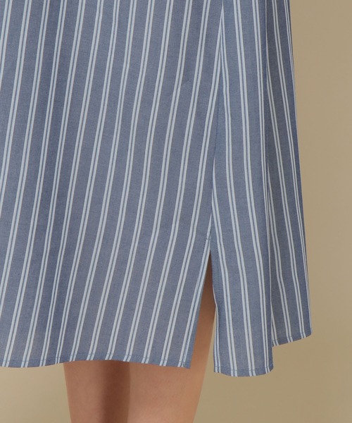 セール】カバーリングバンドカラーストライプワンピース（ワンピース