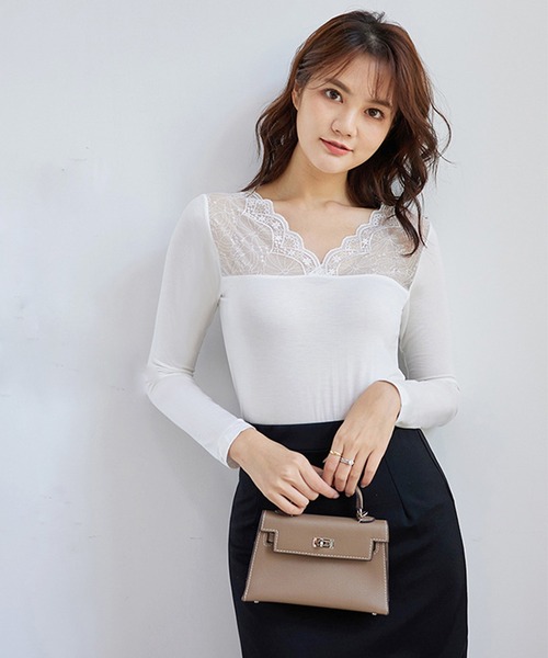 Lace Ladies(レースレディース)の「裏起毛あり/なし あったか長袖インナー(Tシャツ/カットソー・レディース・ホワイト系その他/ホワイト/ブラック系その他/ブラック・M/XL)」の6枚目の写真