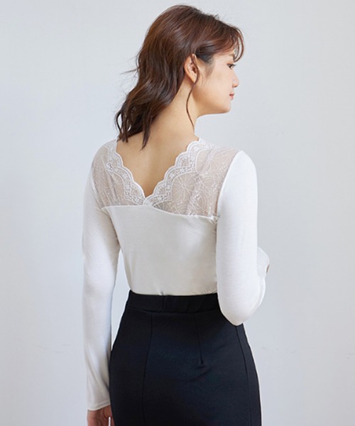 Lace Ladies(レースレディース)の「裏起毛あり/なし あったか長袖インナー(Tシャツ/カットソー・レディース・ホワイト系その他/ホワイト/ブラック系その他/ブラック・M/XL)」の9枚目の写真