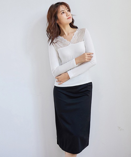 Lace Ladies(レースレディース)の「裏起毛あり/なし あったか長袖インナー(Tシャツ/カットソー・レディース・ホワイト系その他/ホワイト/ブラック系その他/ブラック・M/XL)」の11枚目の写真