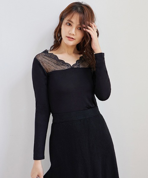Lace Ladies(レースレディース)の「裏起毛あり/なし あったか長袖インナー(Tシャツ/カットソー・レディース・ホワイト系その他/ホワイト/ブラック系その他/ブラック・M/XL)」の14枚目の写真