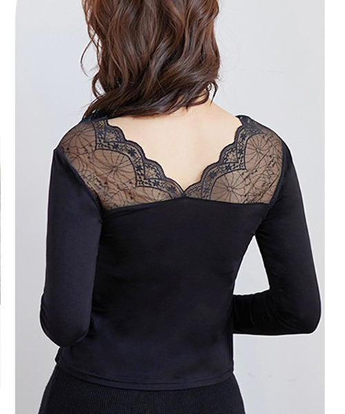 Lace Ladies(レースレディース)の「裏起毛あり/なし あったか長袖インナー(Tシャツ/カットソー・レディース・ホワイト系その他/ホワイト/ブラック系その他/ブラック・M/XL)」の16枚目の写真