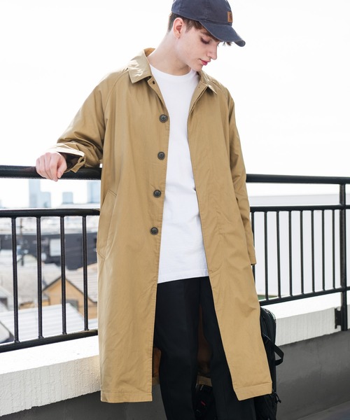 8(eight)(エイト)の「オーバーサイズビッグバルカラーコート(ステンカラーコート・メンズ・ブラック/ブラウン系その他/ブルーグレー/オフホワイト/カーキ/ベージュ・MEDIUM/LARGE)」の6枚目の写真