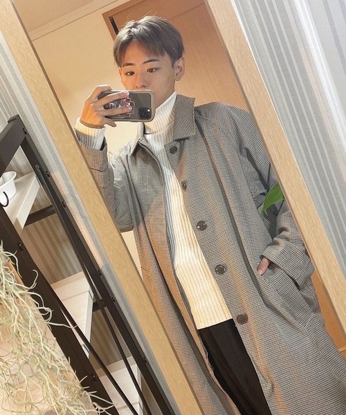 8(eight)(エイト)の「オーバーサイズビッグバルカラーコート(ステンカラーコート・メンズ・ブラック/ブラウン系その他/ブルーグレー/オフホワイト/カーキ/ベージュ・MEDIUM/LARGE)」の5枚目の写真