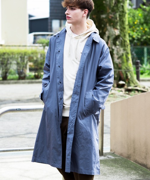8(eight)(エイト)の「オーバーサイズビッグバルカラーコート(ステンカラーコート・メンズ・ブラック/ブラウン系その他/ブルーグレー/オフホワイト/カーキ/ベージュ・MEDIUM/LARGE)」の4枚目の写真