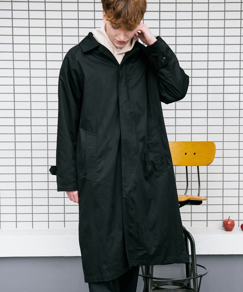 8(eight)(エイト)の「オーバーサイズビッグバルカラーコート(ステンカラーコート・メンズ・ブラック/ブラウン系その他/ブルーグレー/オフホワイト/カーキ/ベージュ・MEDIUM/LARGE)」の3枚目の写真