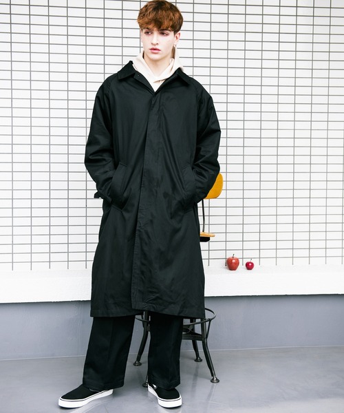 8(eight)(エイト)の「オーバーサイズビッグバルカラーコート(ステンカラーコート・メンズ・ブラック/ブラウン系その他/ブルーグレー/オフホワイト/カーキ/ベージュ・MEDIUM/LARGE)」の12枚目の写真