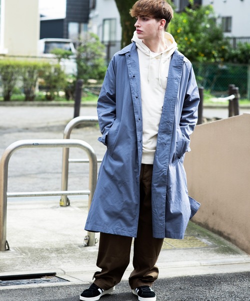 8(eight)(エイト)の「オーバーサイズビッグバルカラーコート(ステンカラーコート・メンズ・ブラック/ブラウン系その他/ブルーグレー/オフホワイト/カーキ/ベージュ・MEDIUM/LARGE)」の21枚目の写真