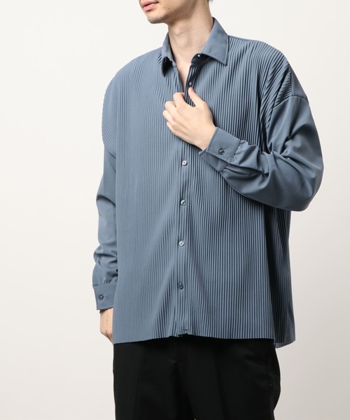 VIBGYOR(ヴィブジョー)の「VIBGYOR Select/クレープBIGシャツ(BL)(シャツ/ブラウス・メンズ・グレー/ブラック/グレイッシュベージュ/ブルーグレー・MEDIUM/LARGE)」の9枚目の写真