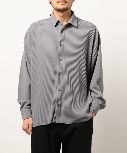 VIBGYOR(ヴィブジョー)の「VIBGYOR Select/クレープBIGシャツ(BL)(シャツ/ブラウス・メンズ・グレー/ブラック/グレイッシュベージュ/ブルーグレー・MEDIUM/LARGE)」の5枚目の写真