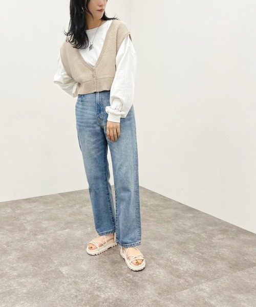 apres jour mignon（アプレジュールミニョン）の「２ＷＡＹジャガードビスチェ【ZOZOTOWN限定アイテム】（ベスト・レディース・ベージュ/グリーン系その他/アイボリー・X-LARGE/フリー）」の18枚目の写真