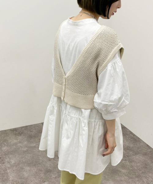 apres jour mignon（アプレジュールミニョン）の「２ＷＡＹジャガードビスチェ【ZOZOTOWN限定アイテム】（ベスト・レディース・ベージュ/グリーン系その他/アイボリー・X-LARGE/フリー）」の10枚目の写真