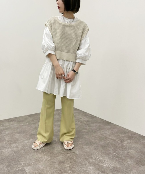 apres jour mignon（アプレジュールミニョン）の「２ＷＡＹジャガードビスチェ【ZOZOTOWN限定アイテム】（ベスト・レディース・ベージュ/グリーン系その他/アイボリー・X-LARGE/フリー）」の13枚目の写真