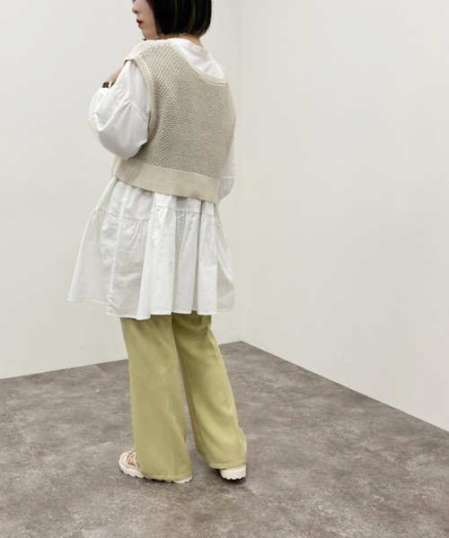 apres jour mignon（アプレジュールミニョン）の「２ＷＡＹジャガードビスチェ【ZOZOTOWN限定アイテム】（ベスト・レディース・ベージュ/グリーン系その他/アイボリー・X-LARGE/フリー）」の12枚目の写真