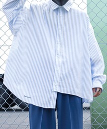 Perushu | リフレクターロゴストライプアシメシャツ(シャツ/ブラウス)