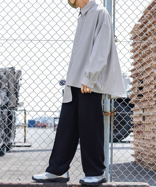 Perushu（ペルーシュ）の「リフレクターロゴストライプアシメシャツ（シャツ/ブラウス・メンズ・ライトグレー/ライトピンク/ホワイト・MEDIUM/LARGE）」の20枚目の写真