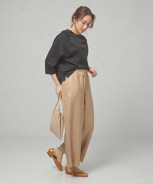 THE STATION STORE（ザ ステーション ストア）の「＜ma couleur＞ モクツイル ギャザー パンツ（その他パンツ・レディース・ベージュ/ネイビー・SMALL/MEDIUM）」の5枚目の写真