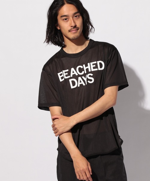 BEACHED DAYS(ビーチドデイズ)の「【BEACHED DAYS(ビーチドデイズ)】MESH TEE(Tシャツ/カットソー・メンズ・ブラック/カーキ/チャコール・MEDIUM/LARGE)」の2枚目の写真