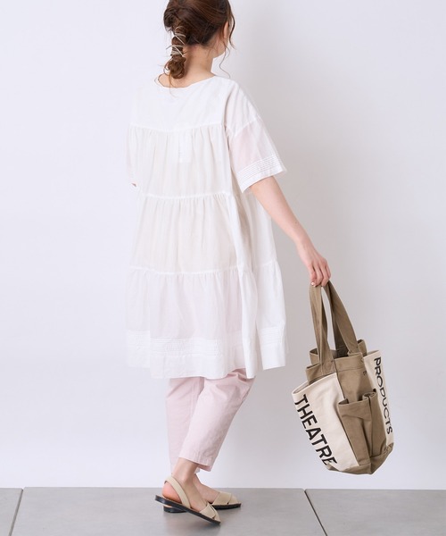 PUAL CE CIN（ピュアルセシン）の「80ボイルコットン ティア―ドワンピース／チュニック（ワンピース・レディース・ホワイト/ブラック/ベージュ・FREE）」の18枚目の写真