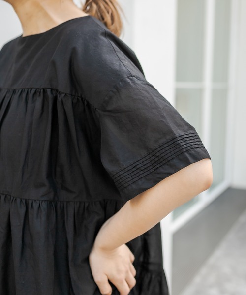 PUAL CE CIN（ピュアルセシン）の「80ボイルコットン ティア―ドワンピース／チュニック（ワンピース・レディース・ホワイト/ブラック/ベージュ・FREE）」の11枚目の写真