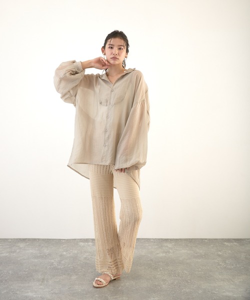 Wefst（ウェスト）の「【Wefst】RNカギ針風ニットパンツ（その他パンツ・レディース・ホワイト系その他/グレイッシュベージュ/オレンジ系その他/ブラック・FREE）」の2枚目の写真