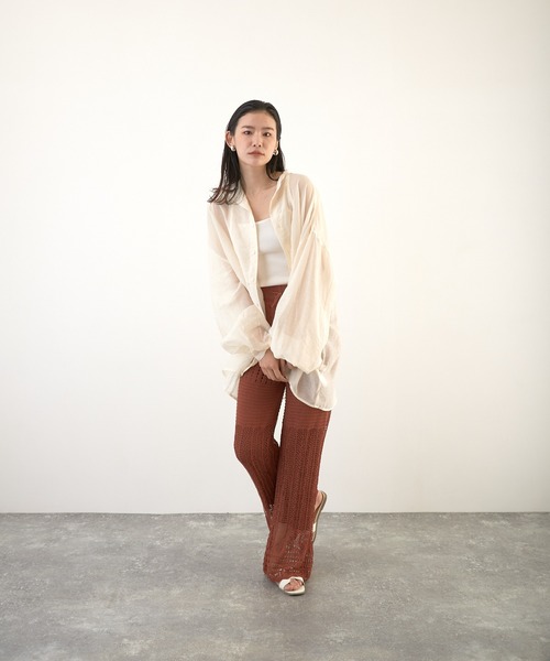 Wefst（ウェスト）の「【Wefst】RNカギ針風ニットパンツ（その他パンツ・レディース・ホワイト系その他/グレイッシュベージュ/オレンジ系その他/ブラック・FREE）」の4枚目の写真