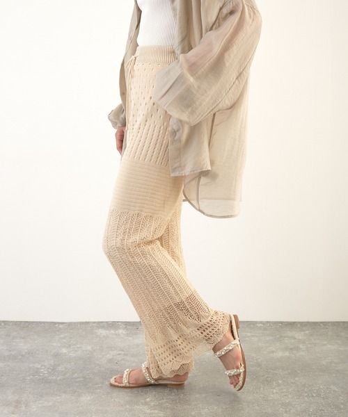 Wefst（ウェスト）の「【Wefst】RNカギ針風ニットパンツ（その他パンツ・レディース・ホワイト系その他/グレイッシュベージュ/オレンジ系その他/ブラック・FREE）」の19枚目の写真
