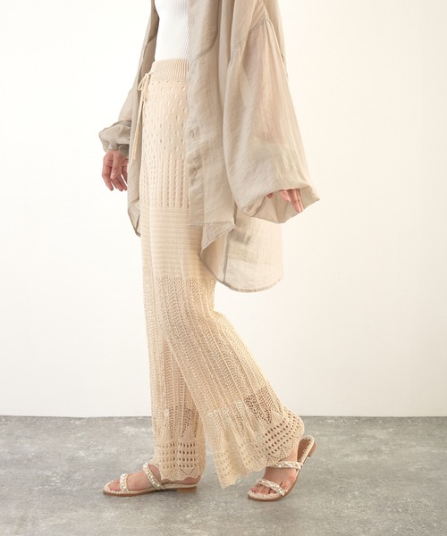 Wefst（ウェスト）の「【Wefst】RNカギ針風ニットパンツ（その他パンツ・レディース・ホワイト系その他/グレイッシュベージュ/オレンジ系その他/ブラック・FREE）」の20枚目の写真