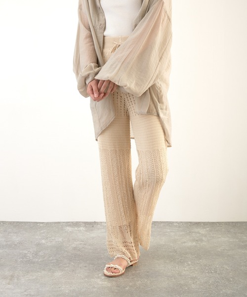 Wefst（ウェスト）の「【Wefst】RNカギ針風ニットパンツ（その他パンツ・レディース・ホワイト系その他/グレイッシュベージュ/オレンジ系その他/ブラック・FREE）」の21枚目の写真