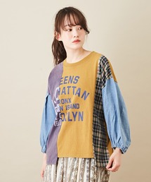 CUBE SUGAR（キューブシュガー）の「天竺 パウダー加工 リメイク風 プリント Tシャツ（Tシャツ/カットソー）」