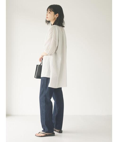 CRAFT STANDARD BOUTIQUE（クラフトスタンダードブティック）の「ドビーチェックチュニック　＊（シャツ/ブラウス・レディース・ライトグレー/ブラック/カーキ/サックスブルー/ブルー・FREE）」の14枚目の写真