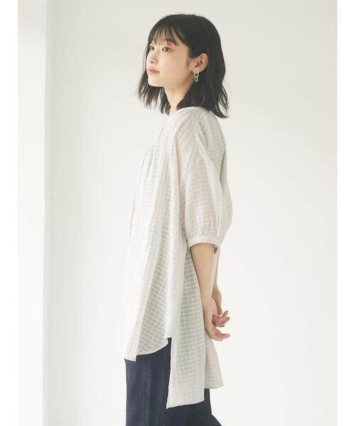 CRAFT STANDARD BOUTIQUE（クラフトスタンダードブティック）の「ドビーチェックチュニック　＊（シャツ/ブラウス・レディース・ライトグレー/ブラック/カーキ/サックスブルー/ブルー・FREE）」の18枚目の写真